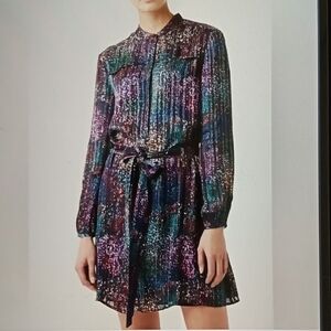 Reiss Isla Lurex Print Mini Party Coctail Holiday Dress Womens Size 4